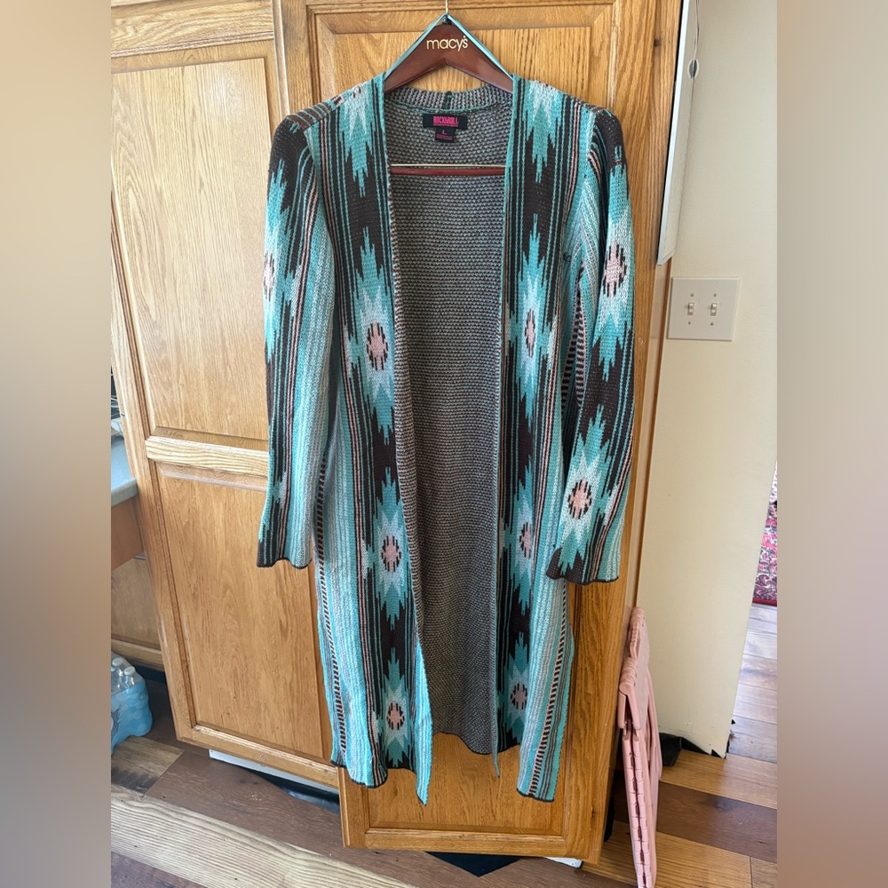 Western style long cardigan